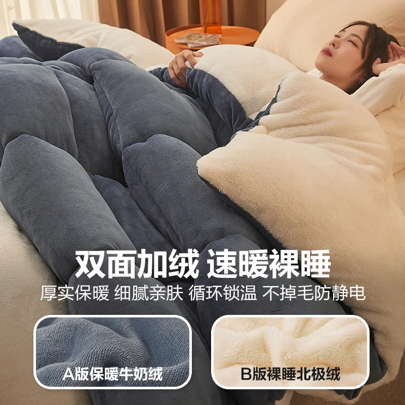 Lamb quilt Winter quilt thickened warm double-sided velvet quilt spring autumn comforter dormitory student quilt in winter 5kg