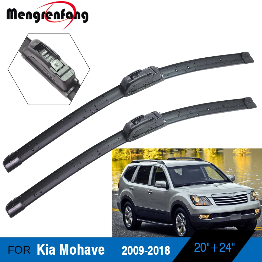 For Kia Mohave Car Front Windscreen Wiper Blades Soft Rubber Wiper J Hook Arms 2009 2010 2011 2012 2013 2014 2015 2016 2017 2018