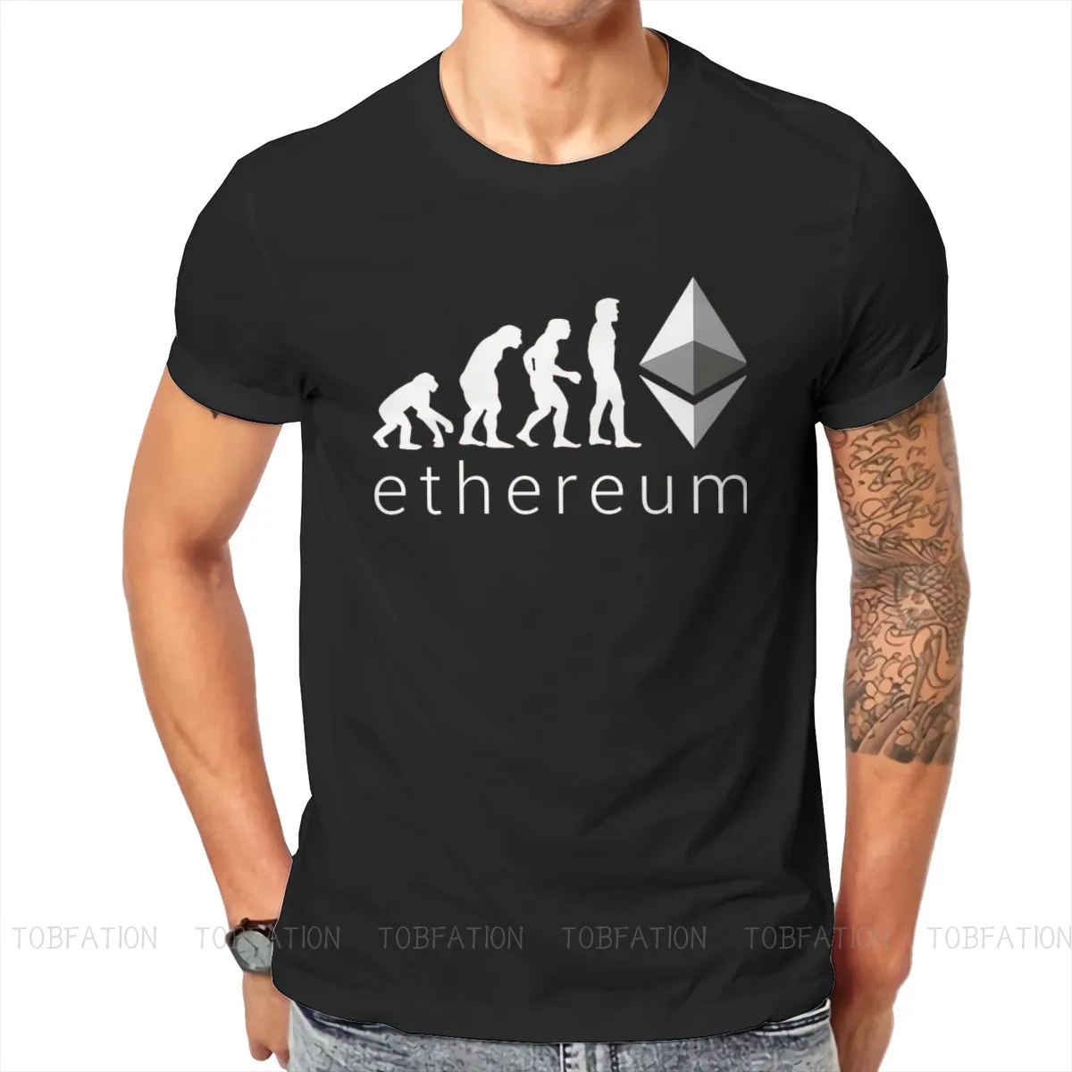 T-shirt homme, estival, tendance et moelleux, Ethereum etheraire, cryptomonnaie, évolution humaine vers ETH Basic, nouveauté
