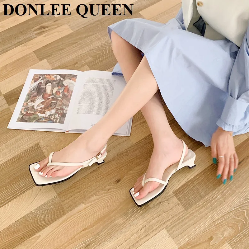 2024 Ankle Strap Women Sandals Brand Narrow Band Slide Beach Flip Flops Slingback Sandal Open Toe Low Heel Shoes Sandalias Mujer