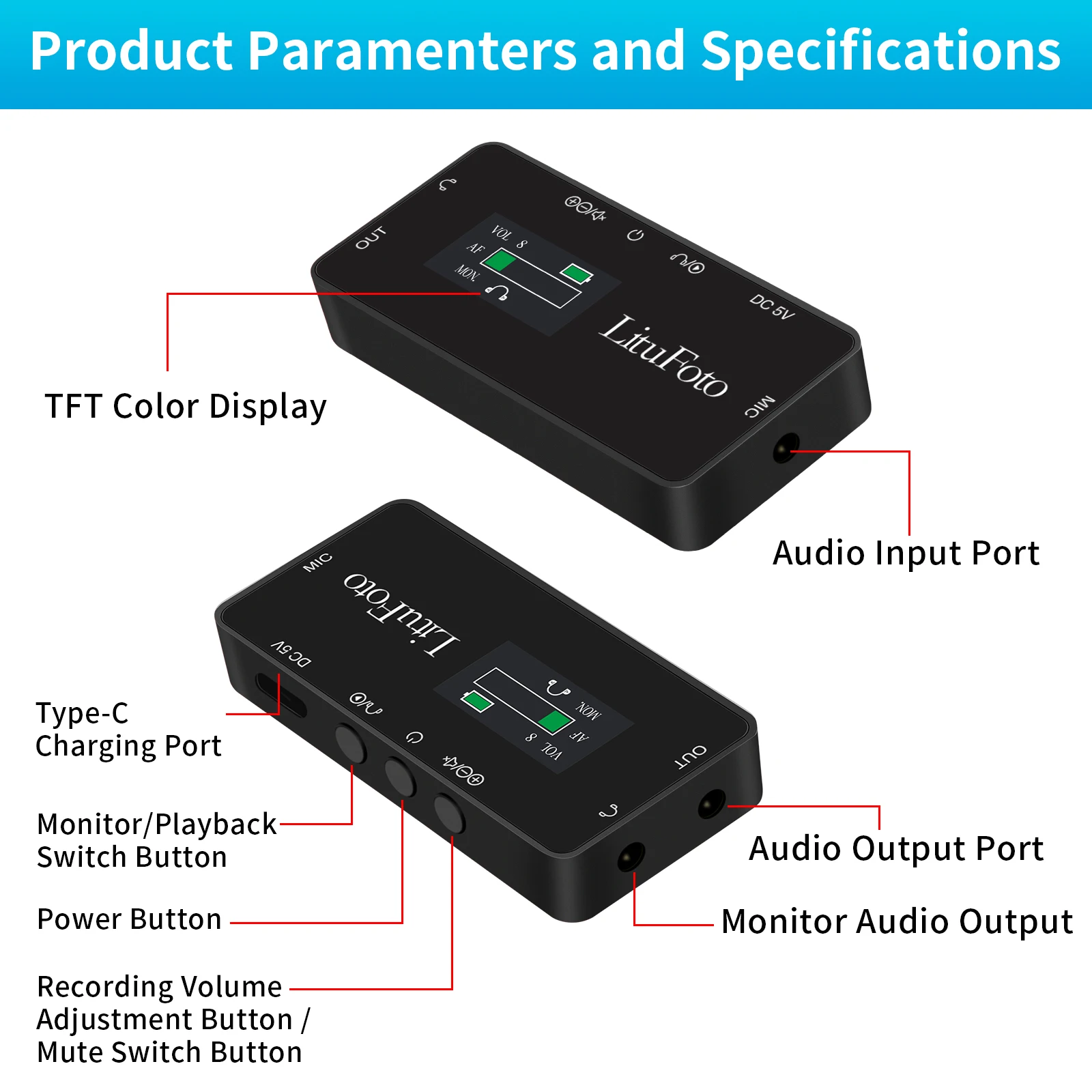 LituFoto VV18 3.5mm Interface Wired Digital Lavalier Microphone For Connect To Computer, Iphone, Ipad Live Recording Microfone