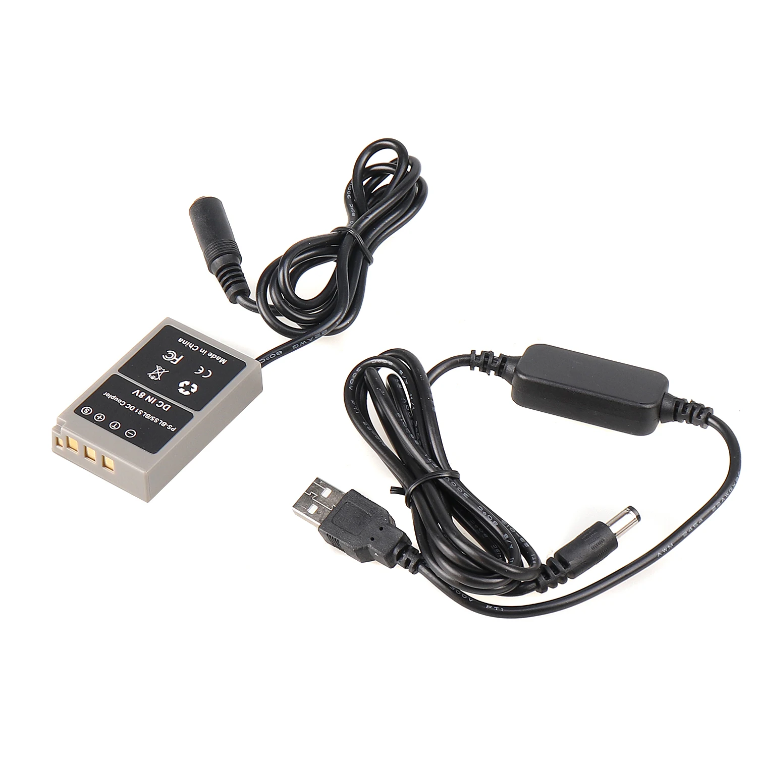BLS5 Dummy Battery Adapter DC Coupler USB Cable for Olympus EPL8 EPL7 3/2 EPM2 EP3/2/EM10