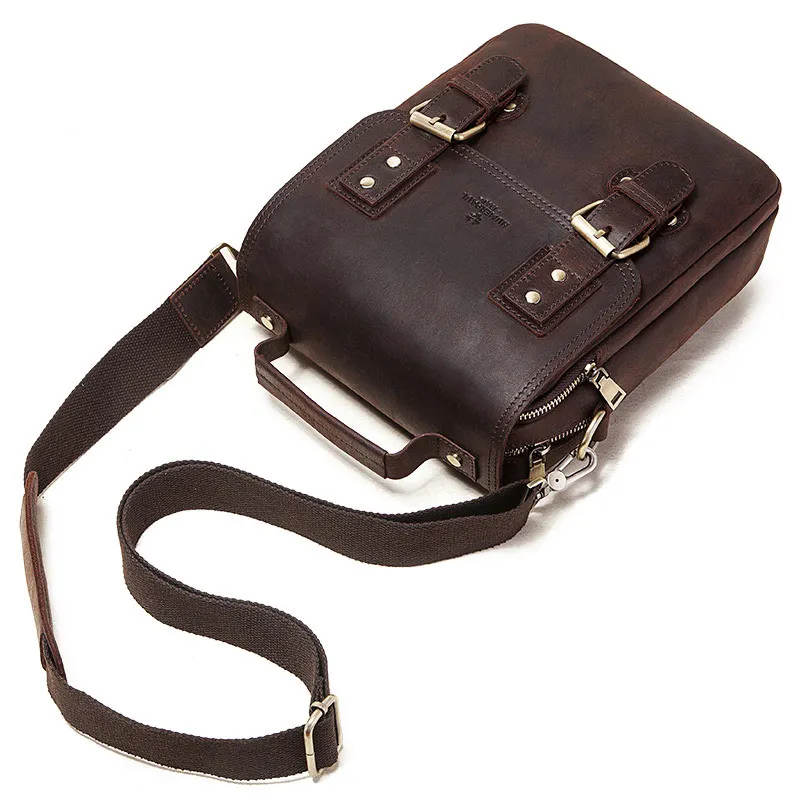 Imagem -03 - Humerpaul-bolsa de Ombro Vintage Masculina Crazy Horse Leather Bolsa do Mensageiro para Ipad de 9.7 Malas Crossbody Sling de Viagem