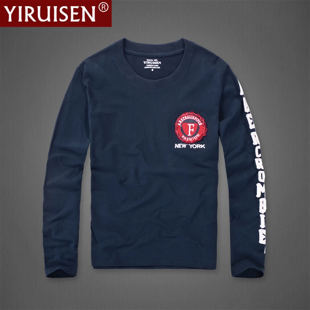 YiRuiSen 100% Cotton Mens Long Sleeve Shirts Casual Embroidery Style Vintage Designer Clothes For Male Fashion Breathable Tees