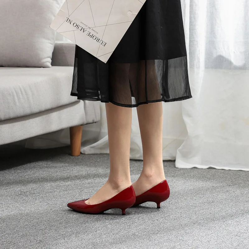 Office & Career 2023 new spring autumn casual Thin high-heeled shoes women pumps PU Slip On 3.5CM Pointed Toe women shoes