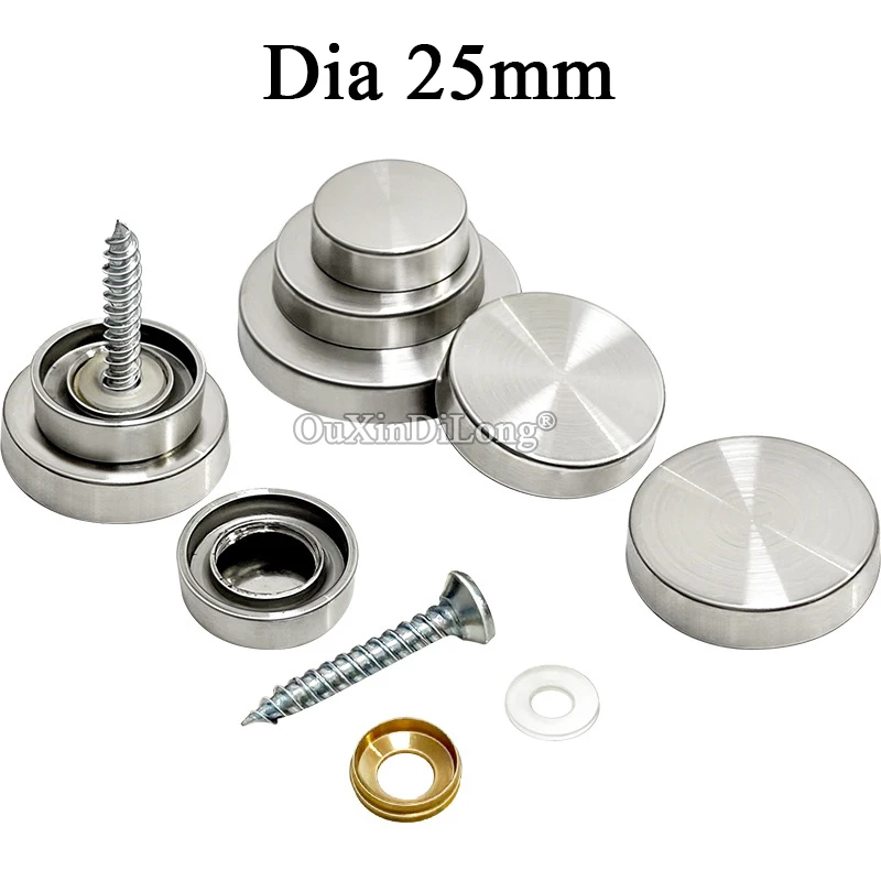 

2000PCS 304 Stainless Steel Diameter 25mm Decoration Covers Billboard Decoration Nails Glass Fasteners Mirror Fixing Screw FK966