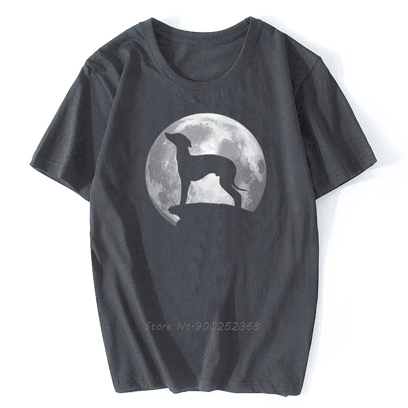 Italian Greyhound and Moon T-shirt Tee Shirt Hipster Harajuku Brand Clothing T Shirt Cotton Shirts funny Top Tee