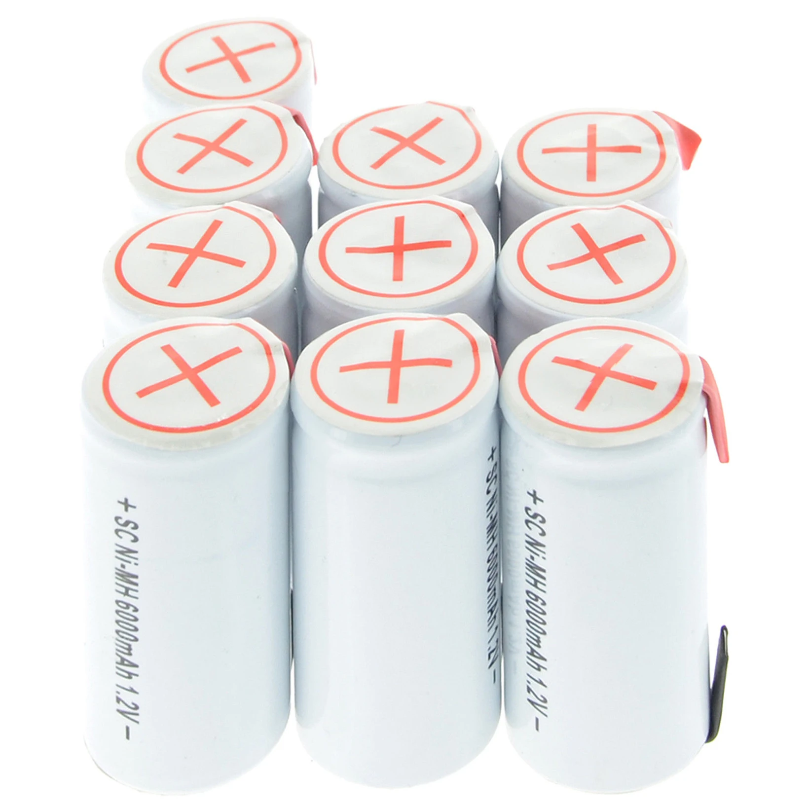 

10x Sub C SubC With Tab 6000mAh 1.2V Ni-MH Rechargeable Battery White High Power USA