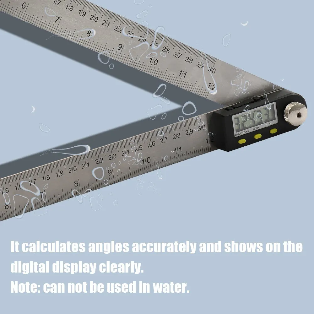 2-in-1 Stainless Steel Electronic Digital Display Protractor Angle Finder Ruler