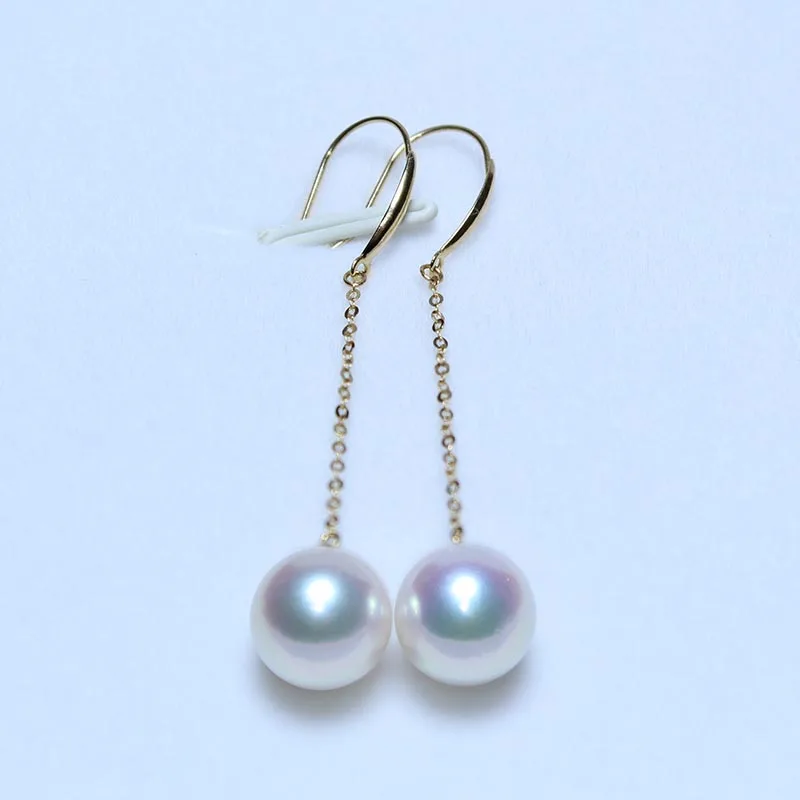 Exclusive design  Fine Jewelry gorgeous pair of  south sea round white pearl dangle earring 18k