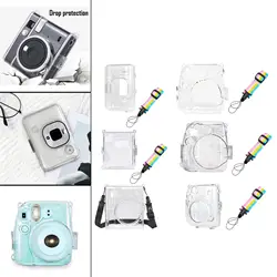 Protective Case Cover Shell with Detachable Strap Accessory Hollow Button Design for Fuji Instant Cameras