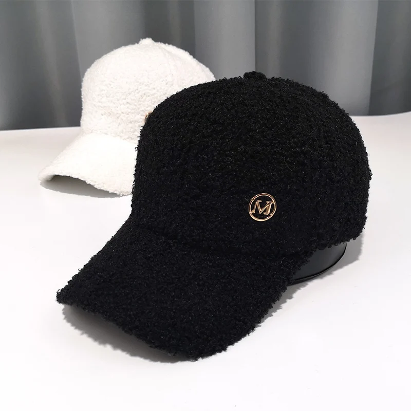 Imitation Lamb Wool Warm Caps for Men and Women Autumn and Winter All-match Trendy Brand New Baseball Cap Korean Ladies Hats