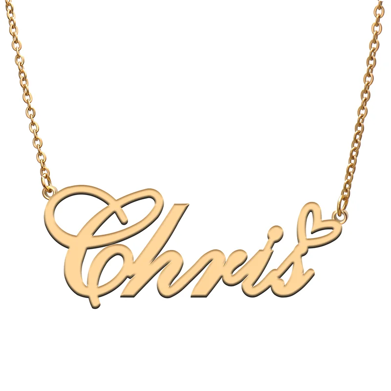 Chris Name Tag Necklace Personalized Pendant Jewelry Gifts for Mom Daughter Girl Friend Birthday Christmas Party Present