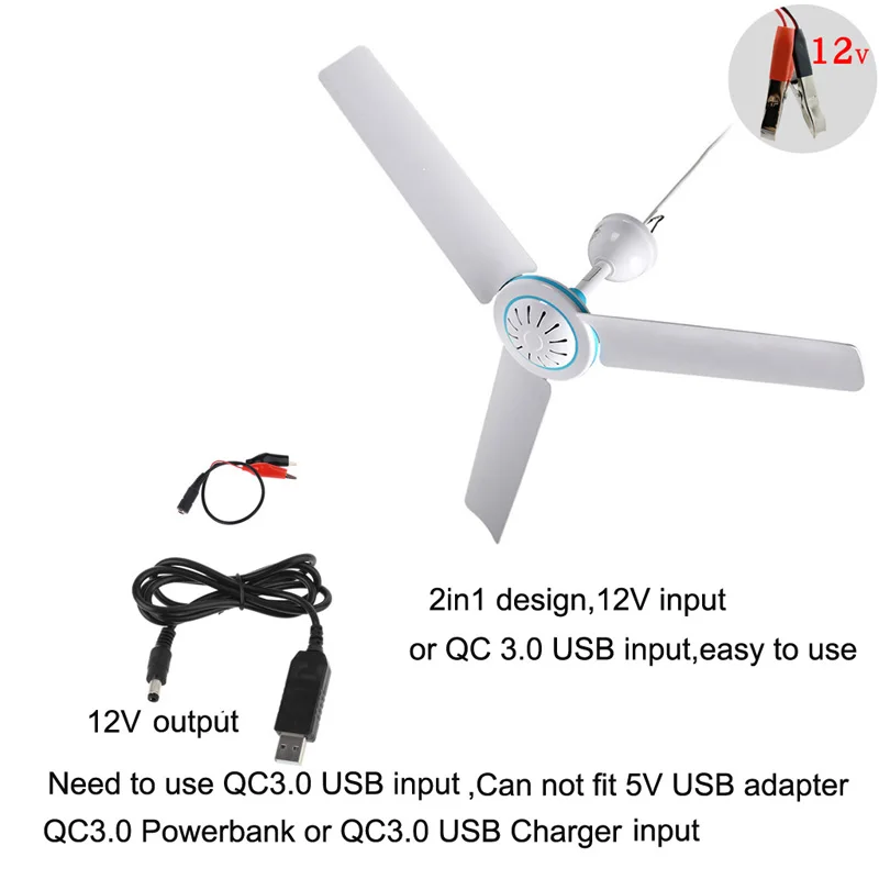 

Universal Household 12V Ceiling Fan Air Cooler Hanging Tent Fans with 2.4m Cable for Home Bed Camping Outdoor Office U1JE