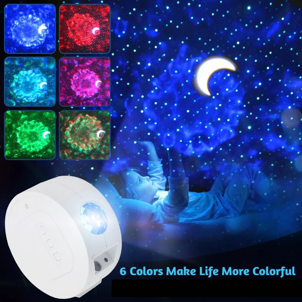 LED Starry Night Light  Wave Sky Starry Galaxy Home Decoration Lighting USB Rechargeable Romantic Laser Galaxy Projector Lamp