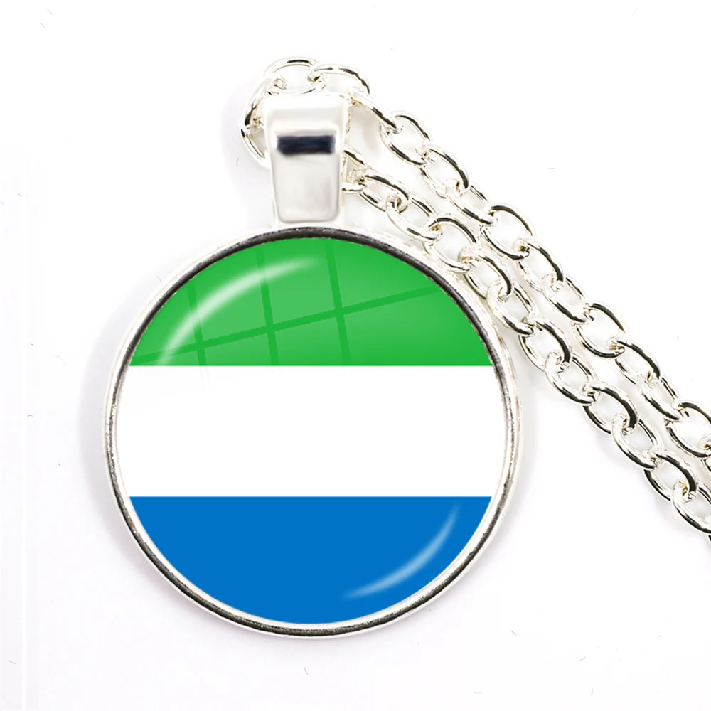 Trinidad,Sierra leone,Jamaica,Guyana,Ghana,UK,Libya,Estonia,India National Flag 25mm Glass Cabochon Pendant Necklace For Women