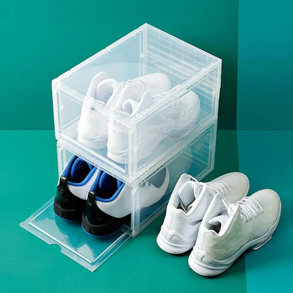 1pc Clamshell Stackable Dustproof Shoes Storage Container Display Box Organizer Transparent Shoes Box Drawer Case