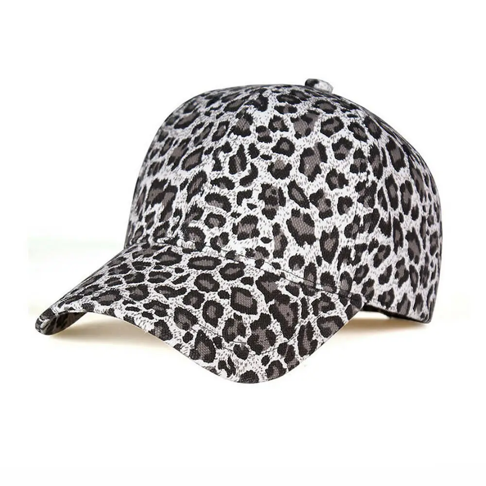 Men Women\'s Leopard Baseball Caps Sports Dance Party Hats Snapback Sun Hats Hip-Hop Adjustable Caps Gold Gray