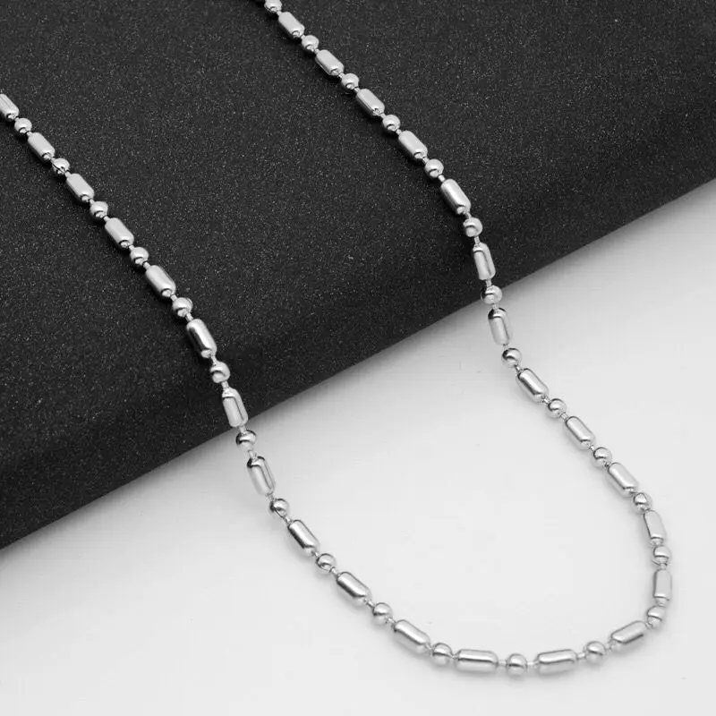 Wholesale Jewelry --  50/60/70/80 cm Titanium steel White Beads Small Necklaces for Men Women Fashion Jewlery No Fade