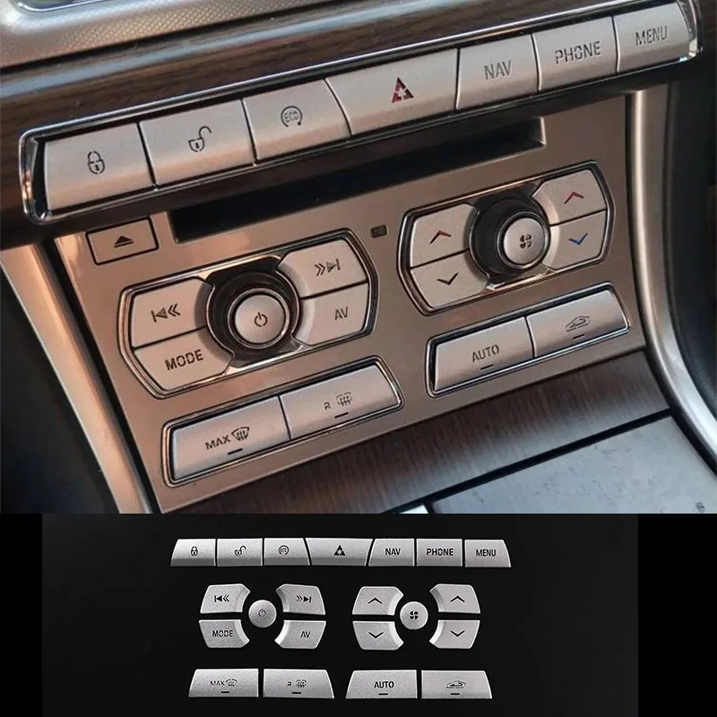 For Jaguar XF 2012-15 Aluminum Alloy Car Central Control Air Conditioning Multimedia Button Decoration Stickers Car Accessories - view 4