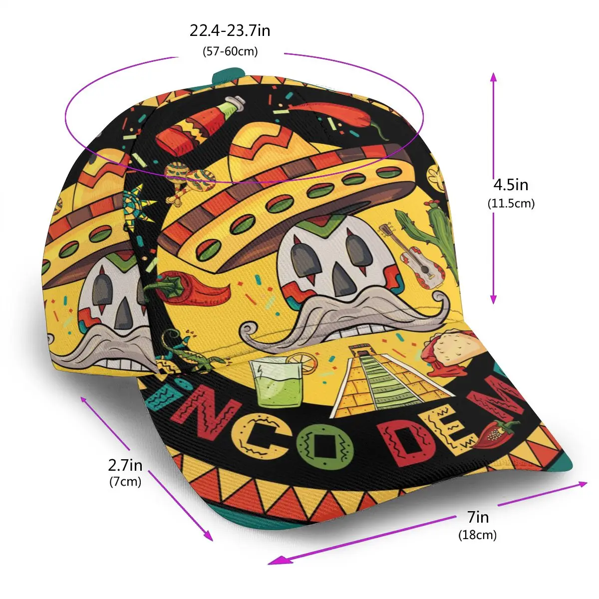 2021 New Baseball Cap Fishing Caps Men Outdoor Hunting Hat Hiking Hat Mexican Skull In Sombrero