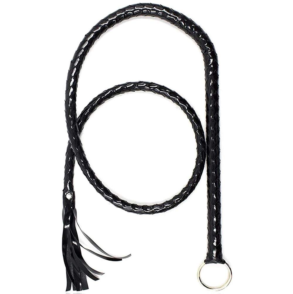 Faux Leather Black Whip Costume Whip Handmade Bullwhip, Whip Costume Accessory Horse Riding Crops Equestrianism Whips