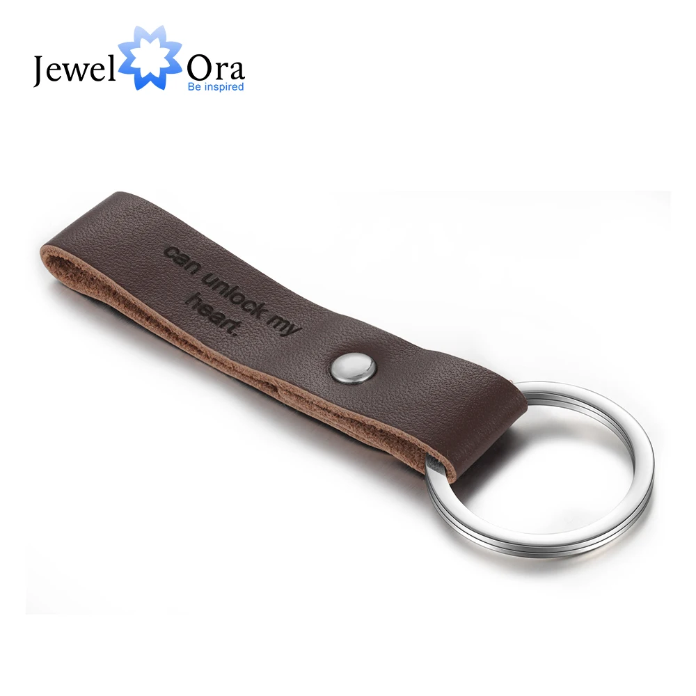 JewelOra Personalized Keyring Keychain Gifts for Men Customized Engraving Key Chains for Women Birthday Stainless Steel Jewelry