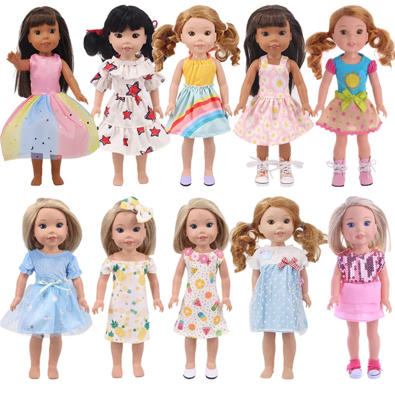 Doll Dress Skirts For 14.5 inch Wellie Wishers Camille Ashlyn Kendall Emerson 38-40Cm Nancy American Doll Generation Toy DIY