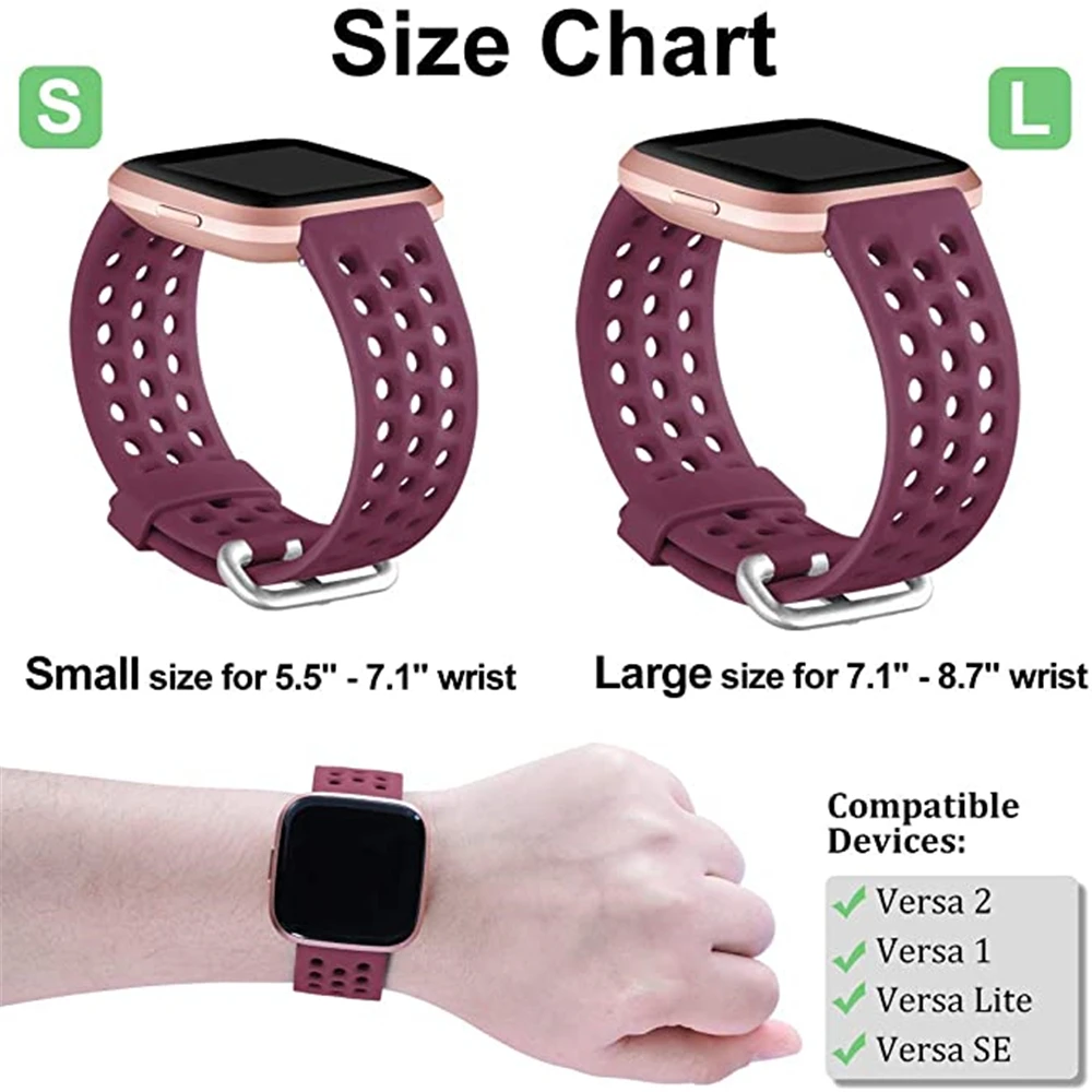 Replacement Band For Fitbit Versa/Versa 2 Soft Silicone Waterproof Wrist Accessories Watch Strap For Fitbit Versa 2 Band