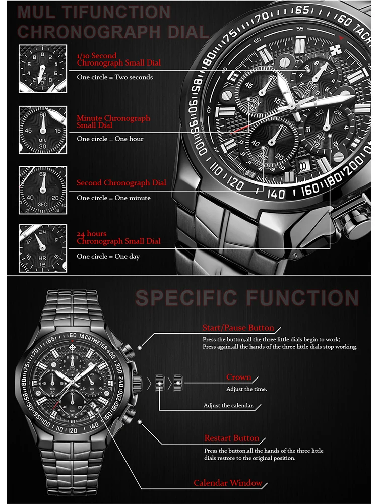 WWOOR Fashion Military Big Watches For Men Full Black Sport Quartz Watch Top Brand Luxury Stainless Steel Waterproof Wrist Watch