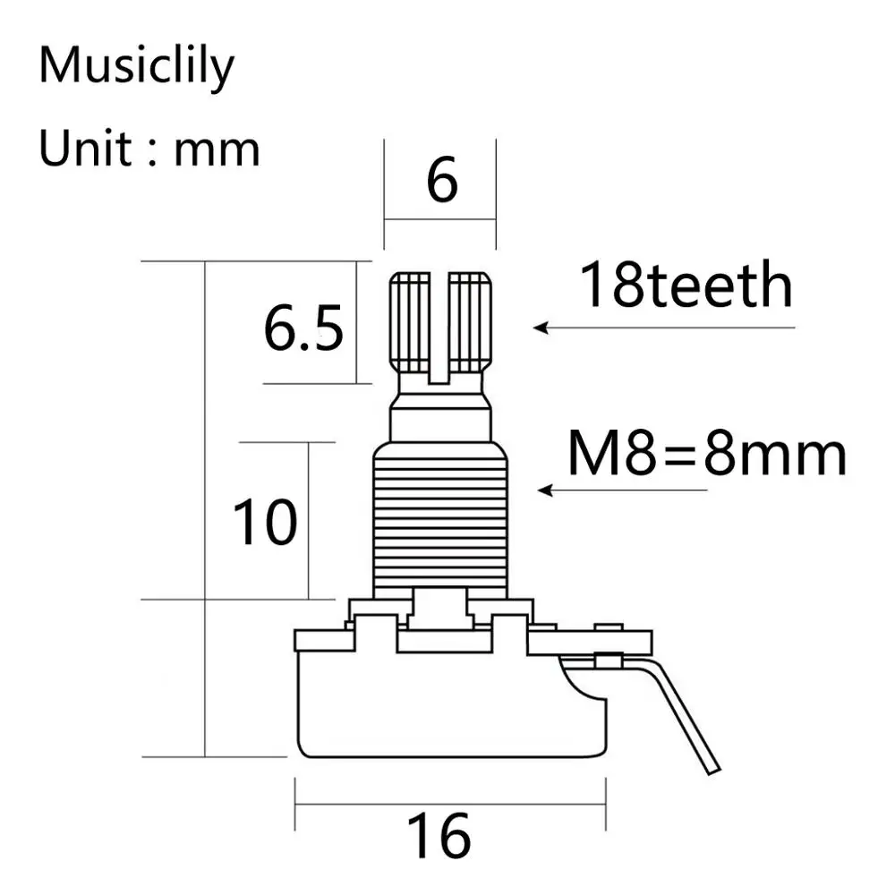 Alpha Mini Metric Sized Split Shaft Control Pots Linear Taper B25K Potentiometers for Guitar (Set of 2)