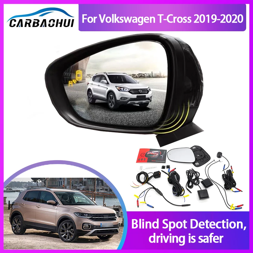 For Volkswagen T-Cross 2019-2020 BSA BSM BSD Blind Spot Monitoring System 24GHZ Millimeter Waves Sensor Mirror LED Light Warning