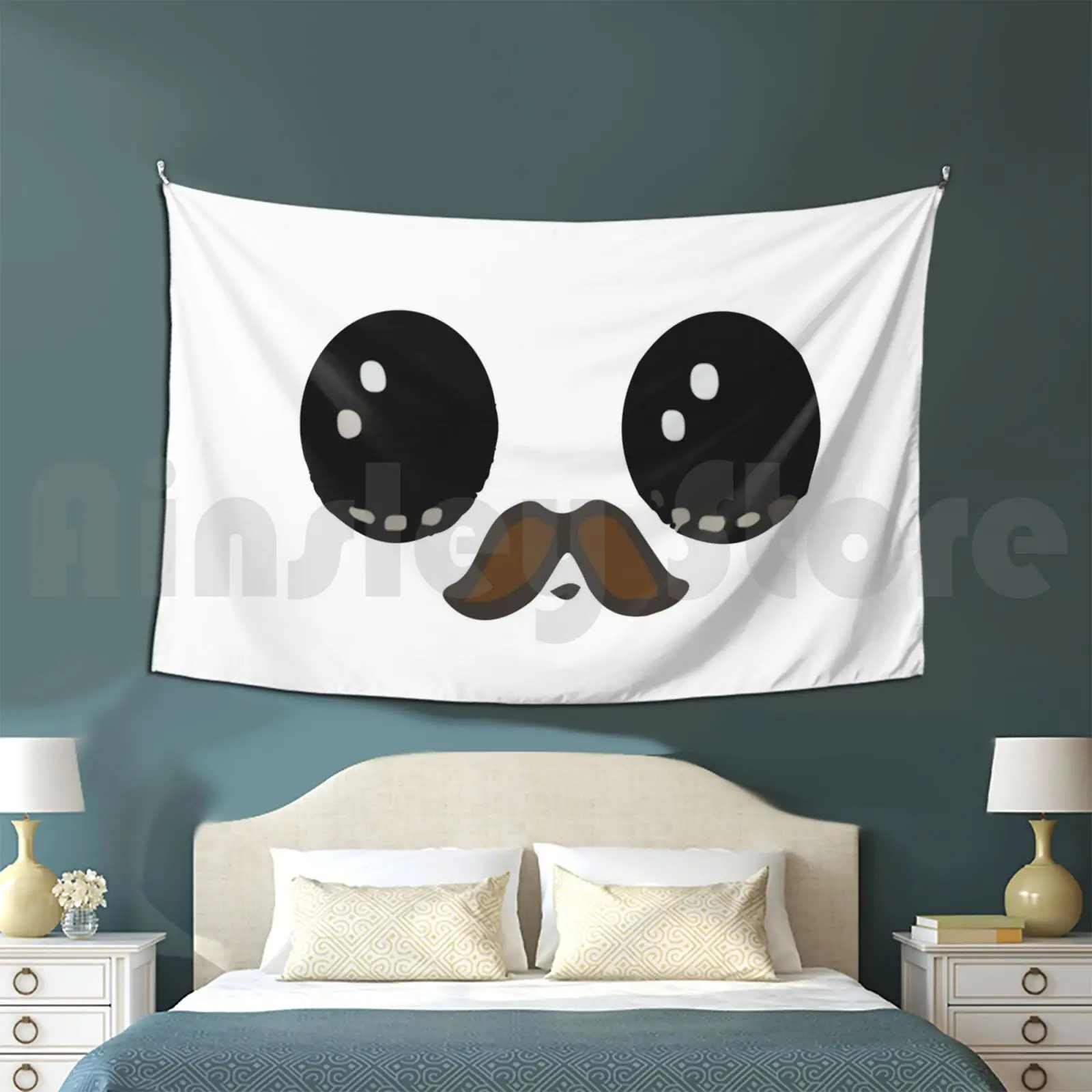 Mustache Tapestry Living Room Bedroom Cartoon Face Moustache Beards Smile Eyes Bearded Humour Bearded Men Big