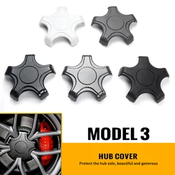 4 pz per Tesla Model 3 2017-2023 Five Claw Wheel Center Caps coprimozzo coprimozzo in fibra di carbonio ABS Lug Nut Covers Hubcaps Auto Deocration