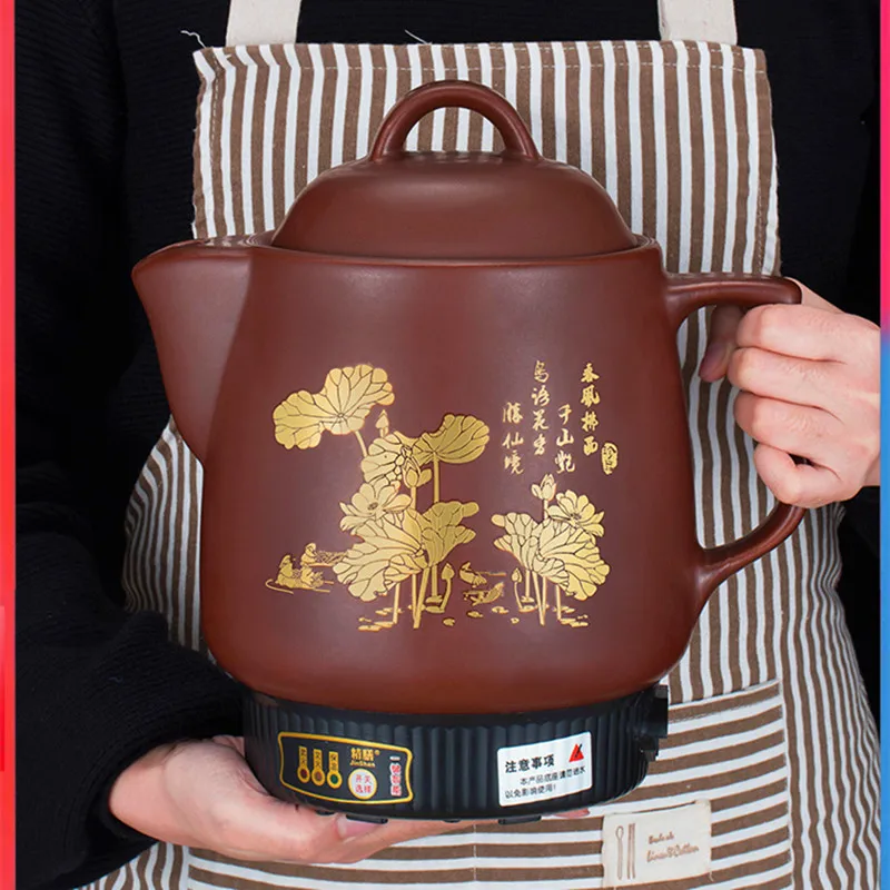 220V 4L 자동 가정용 한약 냄비, 세라믹 전기 주전자 캐서롤 삶은 의학 건강 밥솥