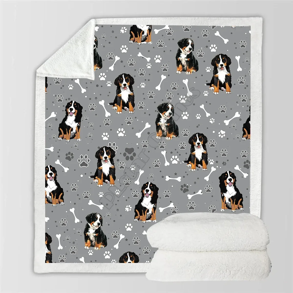 

Cute Bernese Mountain Cozy Premiun Fleece Blanket 3D print Sherpa Blanket on Bed Home Textiles 02