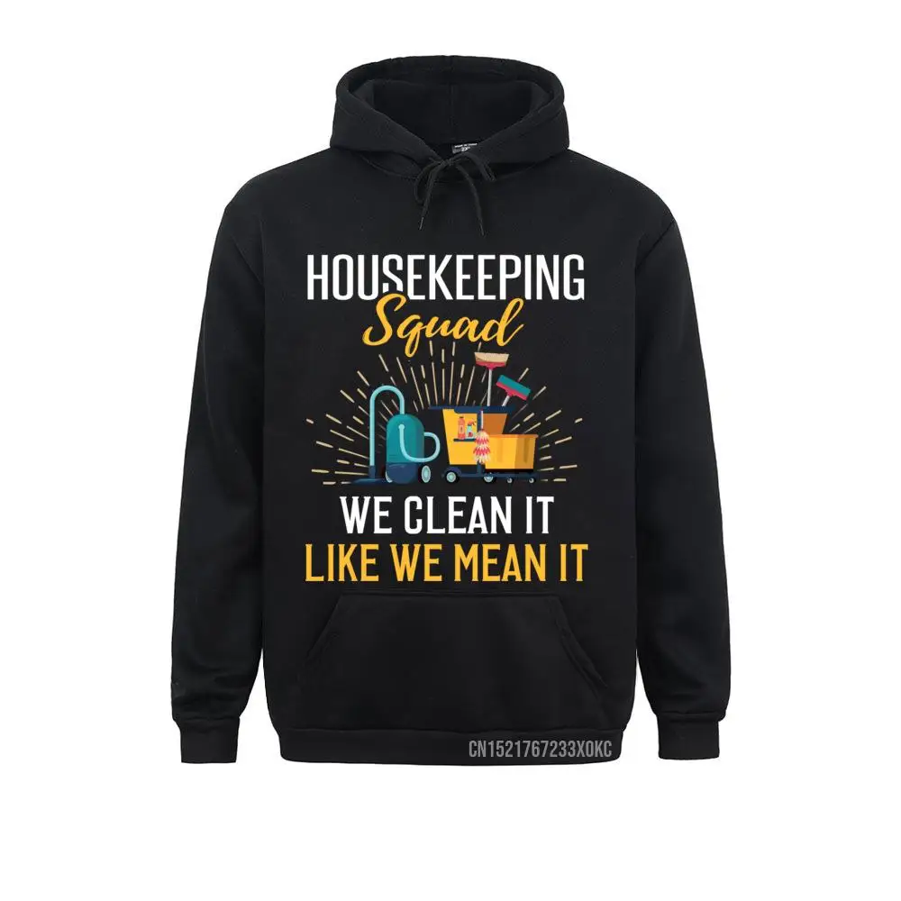 Housekeeping Pocket Humor Cleaning Squad Housekeeper Gift Hoodie Family Design Sweatshirts Mens Hoodies Winter Slim Fit Hoods