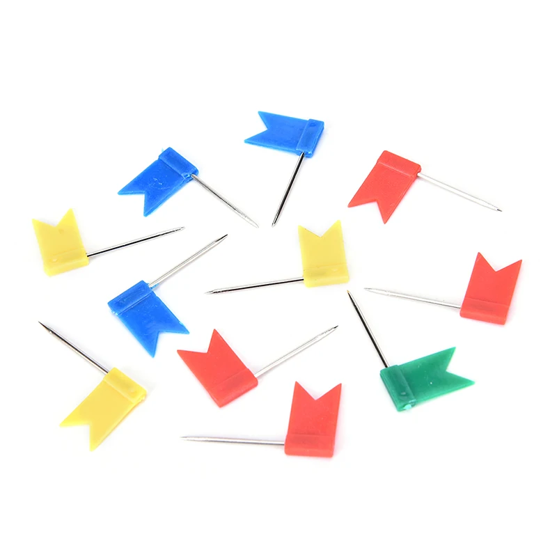 50X Flag Marker รูปร่างแผนที่ Pins Cork ประกาศ Push Pin Assorted Office Home