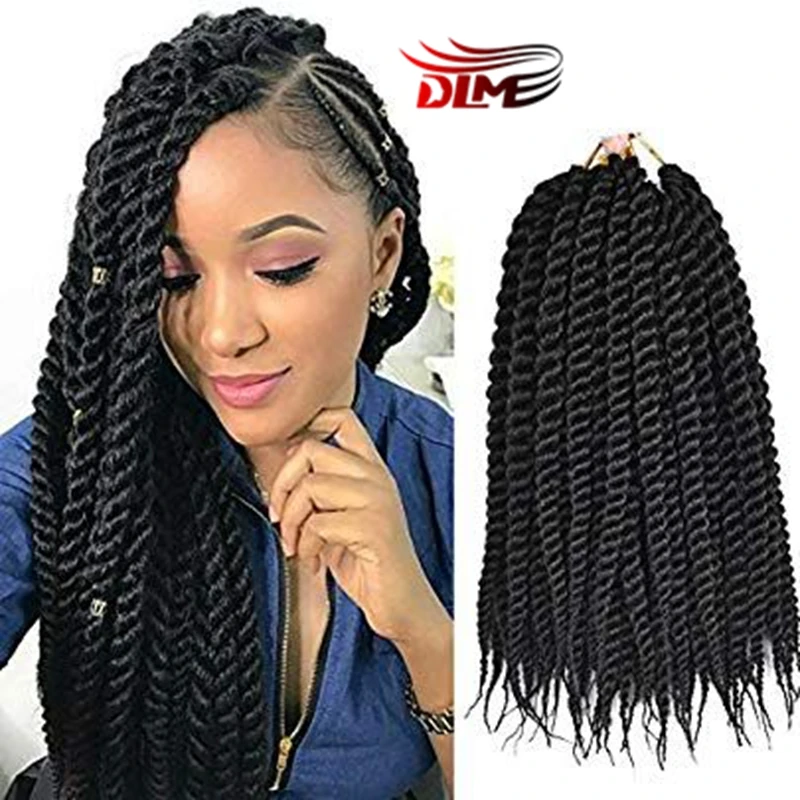 Dlme extensão de cabelo de 12 polegadas, extensão de cabelo de crochê torcido senegalês trançado (1 #4 #)