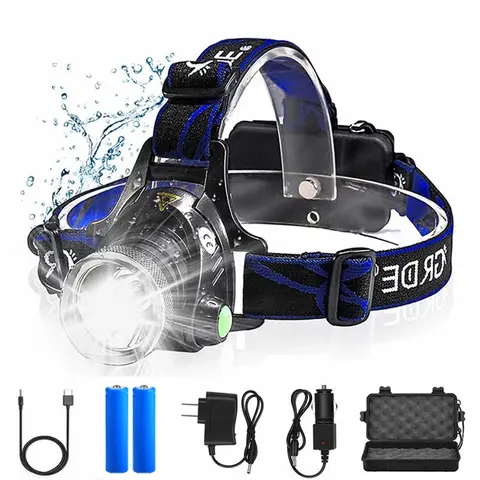 D2 8000LM Led USB 전조등 18650 충전식 토치 줌 헤드 라이트 방수 이마 헤드 라이트 사냥 광산 낚시 라이트