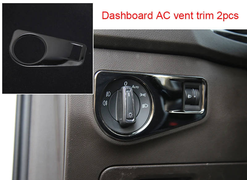 

For Volkswagen Tiguan 2017-2019 Black titanium Car interior Headlight switch cover-with knob 1pc