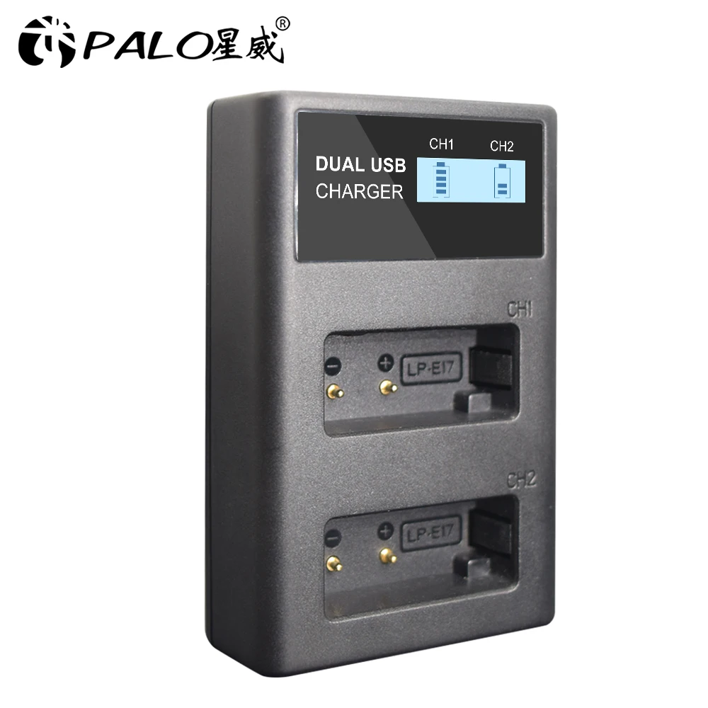 PALO LPE17 LP-E17 NEW LCD USB Dual Battery Charger for Canon EOS 200D M3 M6 750D 760D T6i T6s 800D 8000D Kiss X8i Cameras