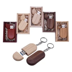 Scatola di legno USB Flash Drive 3.0 LOGO personale Pen Drive ad alta velocità 8GB 16GB 32GB Pendrive con portachiavi U disco regali matrimonio