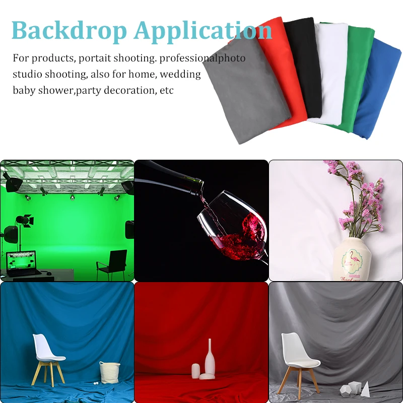 Photography Backdrops Green Screen Chromakey Shooting Background Cloth Polyester Cotton Photo Studio Blue White Black 3X1/2/4/6M