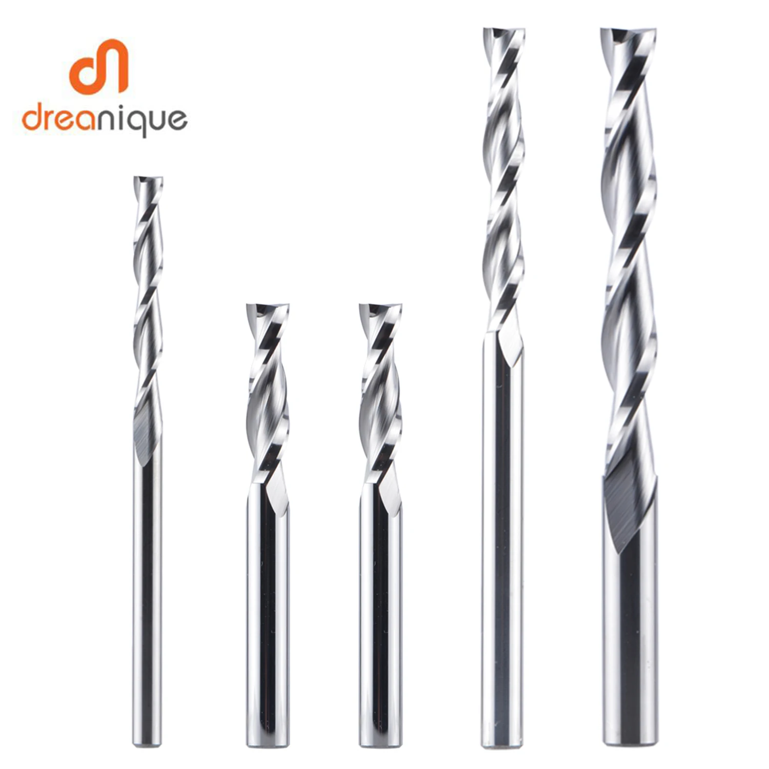 Dreanique 1pc Solid Carbide Milling Cutter 3.175 4 6 8mm 2 Flute Spiral Router Bit Carbide End Mill Wood MDF UP cut