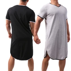 Pijama de una pieza para hombre, ropa de dormir de manga corta, camisón informal de algodón, albornoz, novedad
