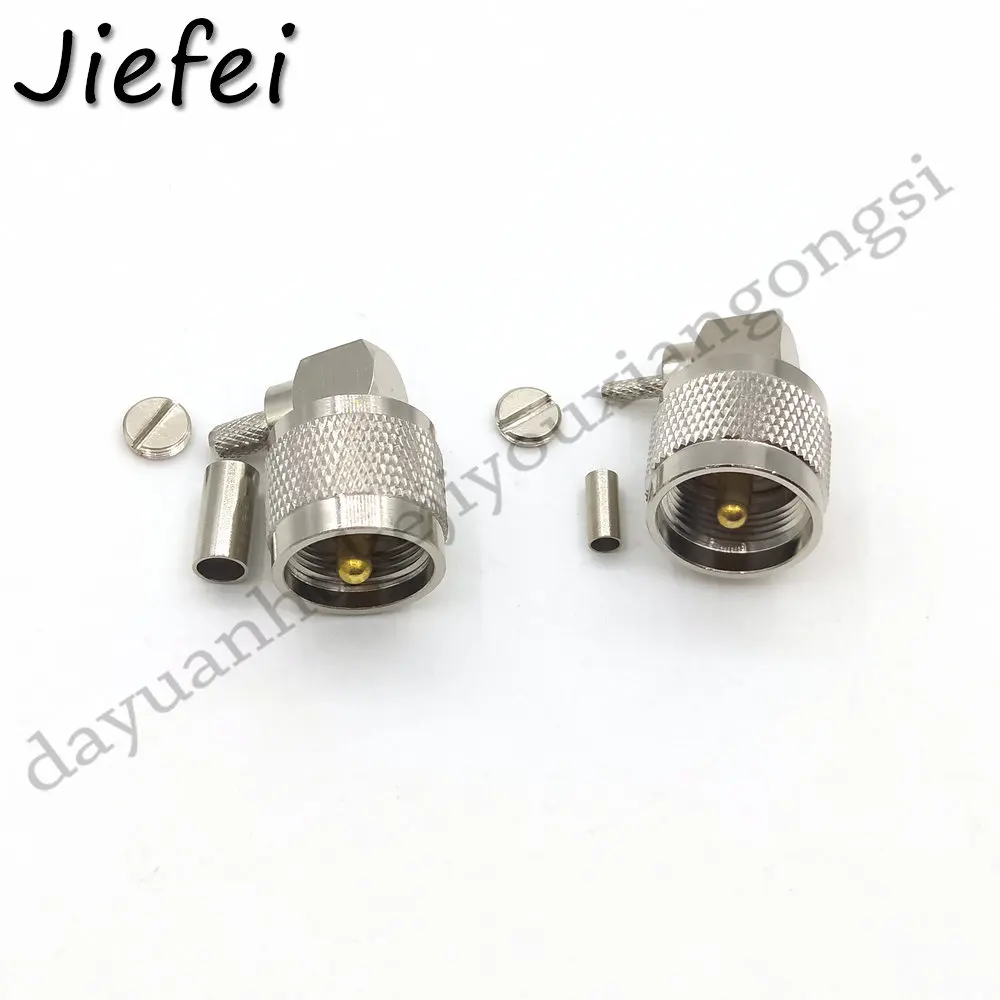 20-50Pcs 90 Deg UHF Male Plug Right Angle Crimp for RG58 LMR195 RG142 or RG316 RG174 RG179 LMR100 Cable RF Coaxial Connector