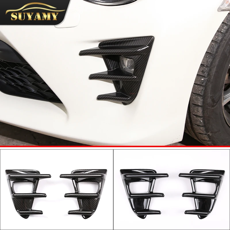 Car Styling Front Fog Lamp Decorative Frame Trim For Toyota 86 2016-2020 ABS Carbon Fiber/Black Auto Exterior Accessories 2Pcs