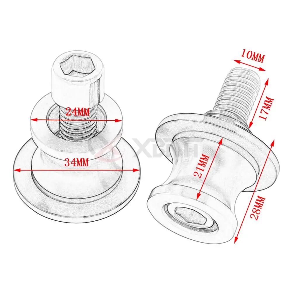 M10 Motorcycle Swingarm Spools Slider Stand Screws For Kawasaki Ninja ZX7R ZX9R ZX12R ZX14R Z750 Z1000 Z1000SX ZZR1200 ZZR1400