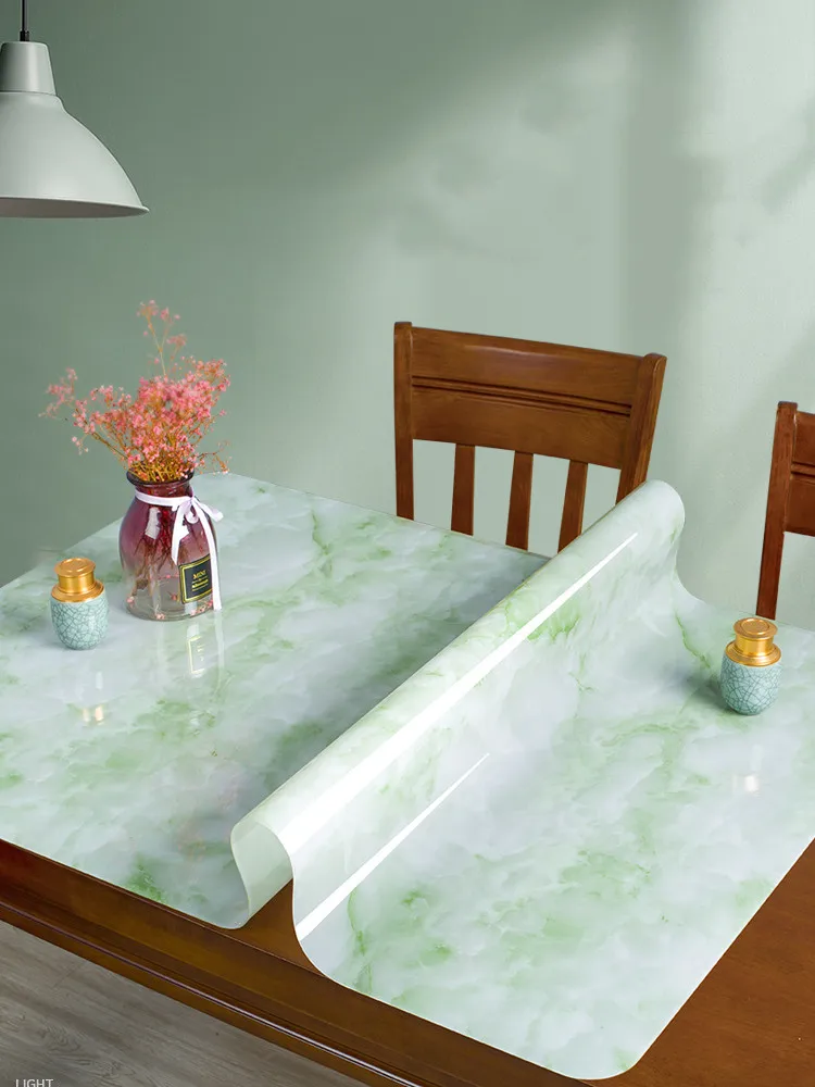 2021 New No Smelling Upgraded Marble PVC Table Cloths Table Cover Desk Pad Soft Glass Waterproof Crystal Boards Placemat Textile